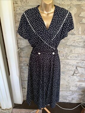 Vintage Navy & White Polka Dot Dress